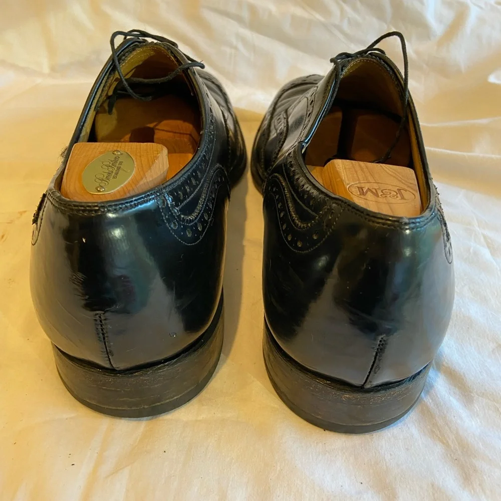 Johnson & Murphy Oxford Wing Tip Men’s Black Leather‎ Dress Shoes, Size 12EEE